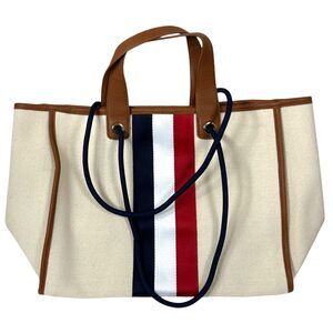 Shiraleah Beige Blue Red Blakely Tote Bag